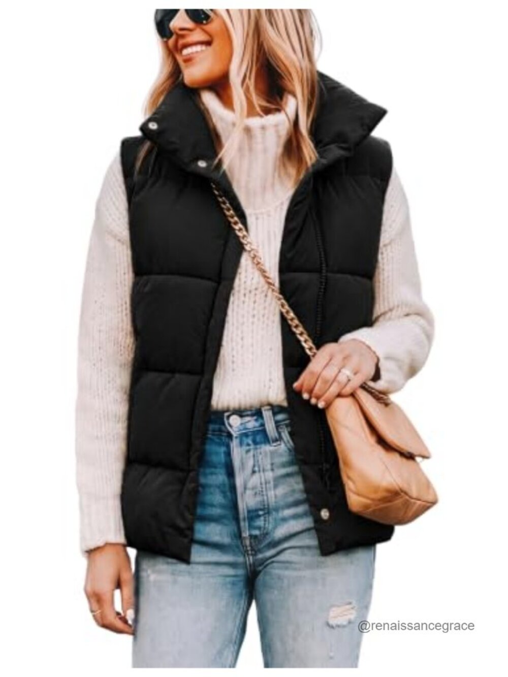 Women's Polyester Puffer Vest Zip Up Sleeveless Lightweight Padded Gilet
